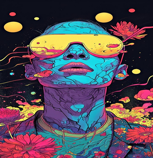 POSTER ART MODERN PSYCHEDELIC PERSONNAGE (9)
