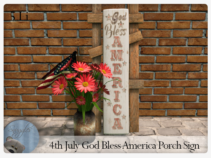 4th July God Bless America  Porch Sign  By Snuggles 