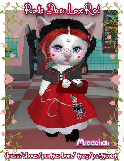 Micachan Dinkies Poodle Diner Love RED