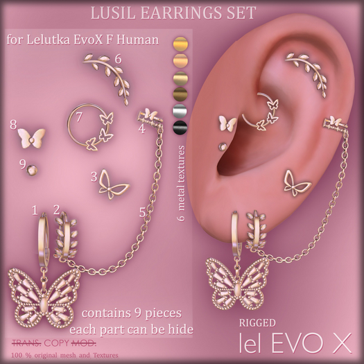 *AvaWay* LUSIL Earrings Set for lel Evo X Human Ears