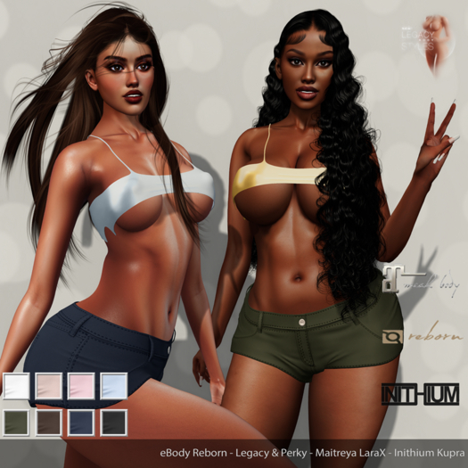Wafaa Top & Shorts Fatpack: eBody Reborn - Legacy & Perky - Maitreya LaraX - Inithium Kupra