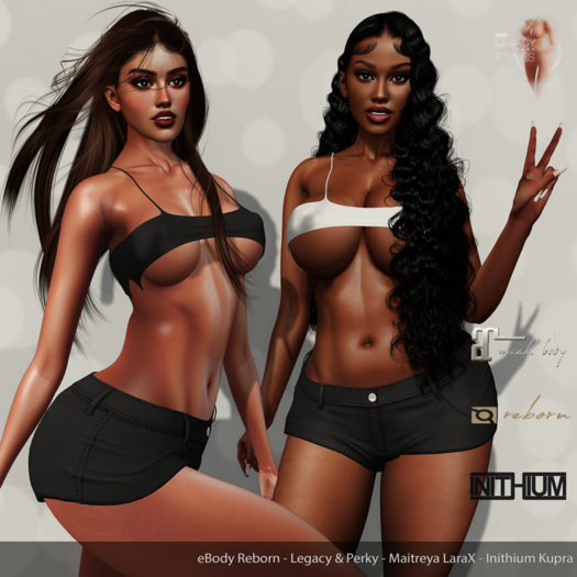 Wafaa Top & Shorts Black: eBody Reborn - Legacy & Perky - Maitreya LaraX - Inithium Kupra