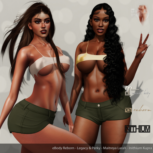 Wafaa Top & Shorts Green: eBody Reborn - Legacy & Perky - Maitreya LaraX - Inithium Kupra