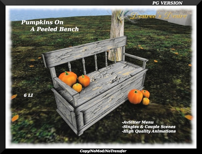 :::Desiree's Desire::: Pumpkins On Peeled Bench (Boxed)