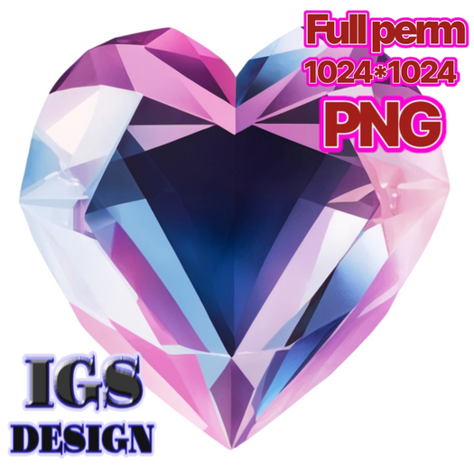 Diamond Heart PNG Texture Full Perm