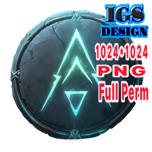 Ancient button With Blue Glowing Rune - PNG Texture
