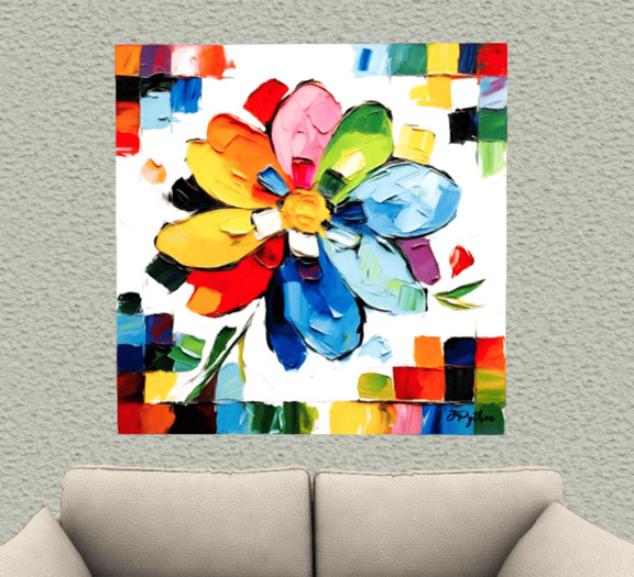 Oil Painting Canvas JPython Flower #09