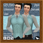 GPA Men's Waistcoat Vest BOM - Aqua Damask Print v.2