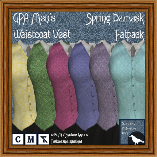 GPA Men's Waistcoat Vest BOM - Fatpack Spring Damask Prints v.2