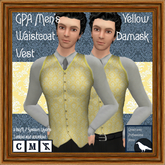 GPA Men's Waistcoat Vest BOM - Yellow Damask Print v.2