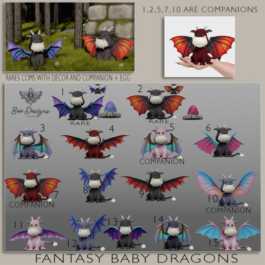 10 Bee Designs Fantasy Baby dragons