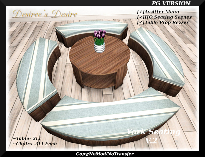 York Seating Set V.2- 17 HQ Dinning Scenes + Table Prop/Food Rezzer