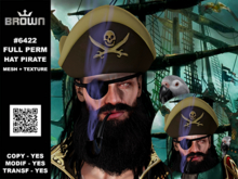 6422 FULL PERM HAT PIRATE piratebrown25