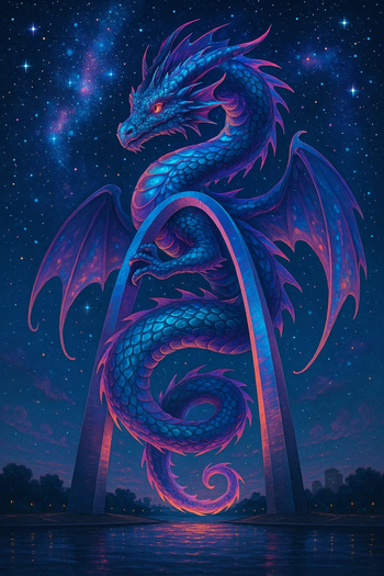 Purple Neon Dragon Poster