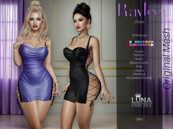 Raelee Satin Lace up Dress ,Fatpack, Original Mesh