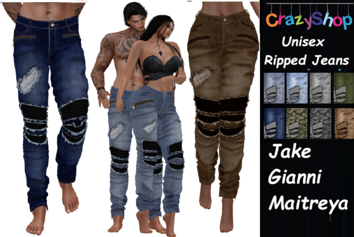 Crazy Unisex Ripped Jeans