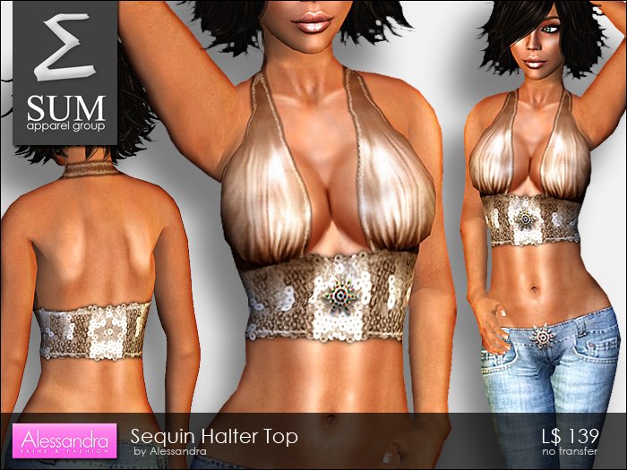 SUM - Sequin Halter Top NUDE by Alessandra
