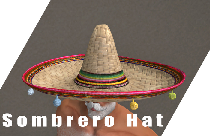 Mexican Sombrero Hat - High LOD & Quality Details [ Mexico ] ( Hacienda, Hombre, Latino, Mexicano, Mejicano, South )