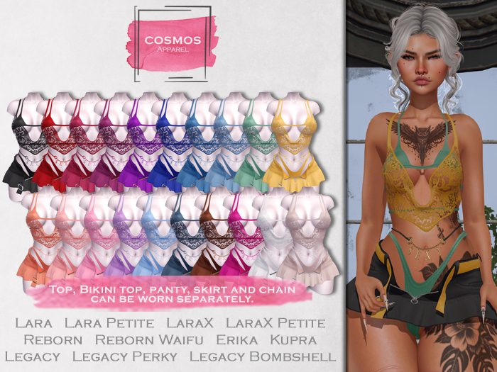 [COSMOS] Feline Top & Skirt & Bikini Set / 20 Colors Demo