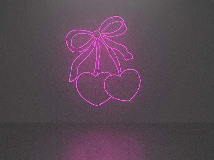 Cherry bow heart neon sign Full Permission