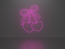 Cherry bow heart neon sign Full Permission