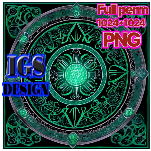 Green Carpet With Sigils For Ritual Plases PNG Texture