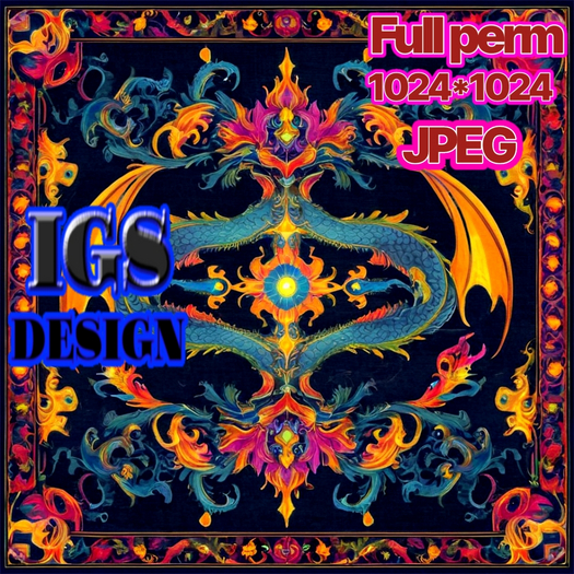 Colorfull Ritual Carpet With Dragon Motifs JPEG Texture