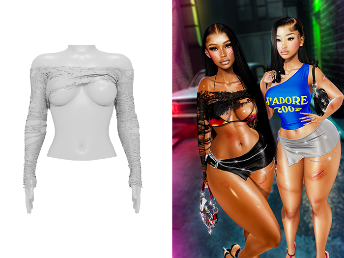 [Brior] Marrah Distressed Top - (White)