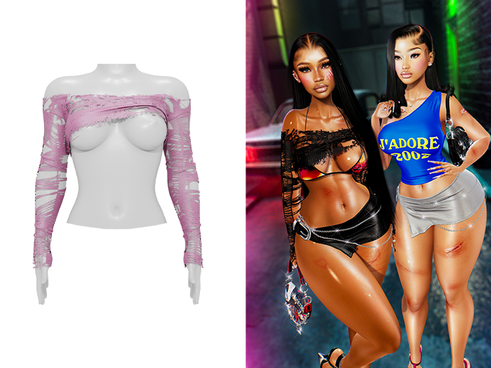 [Brior] Marrah Distressed Top - (Pink)