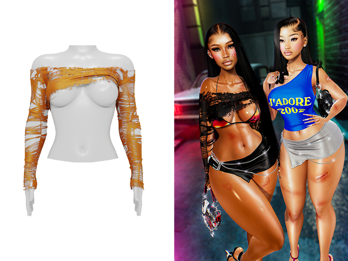 [Brior] Marrah Distressed Top - (Orange)