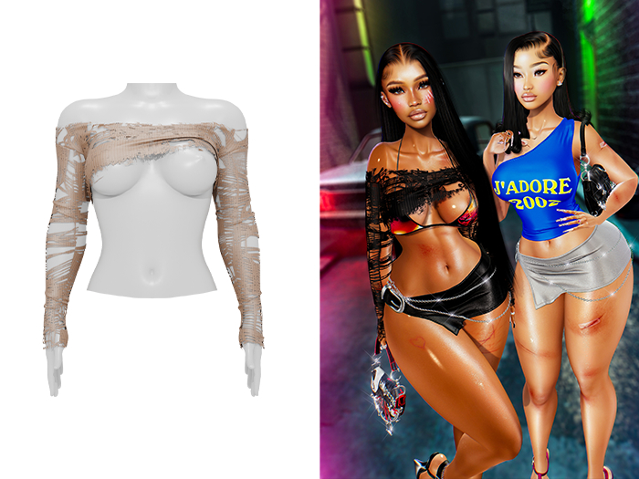 [Brior] Marrah Distressed Top - (Nude)