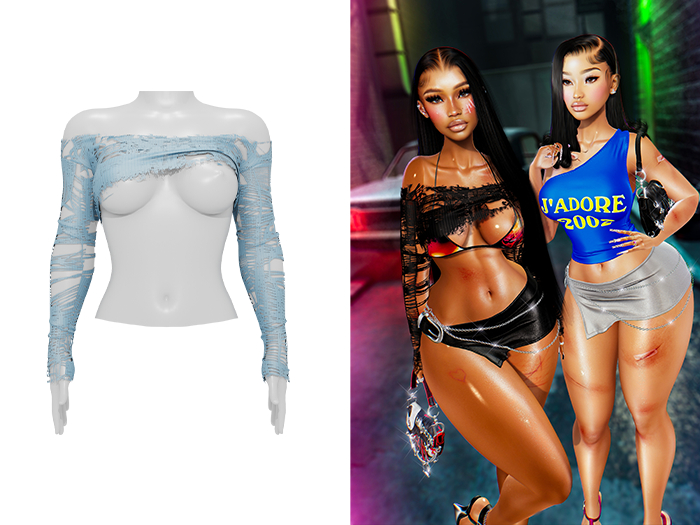 [Brior] Marrah Distressed Top - (Blue)