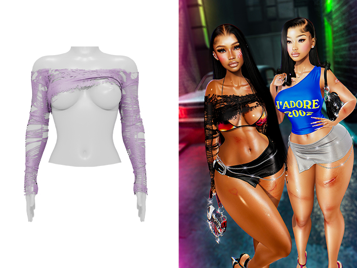 [Brior] Marrah Distressed Top - (Purple)