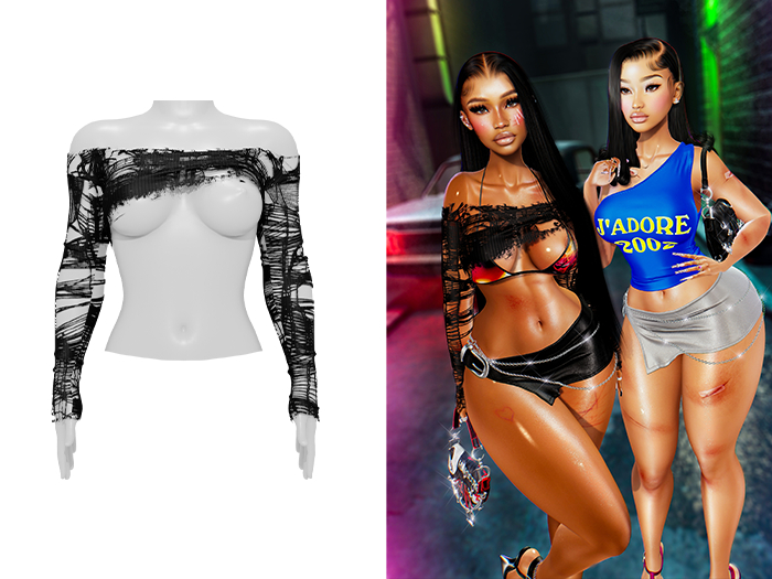 [Brior] Marrah Distressed Top - (Black)