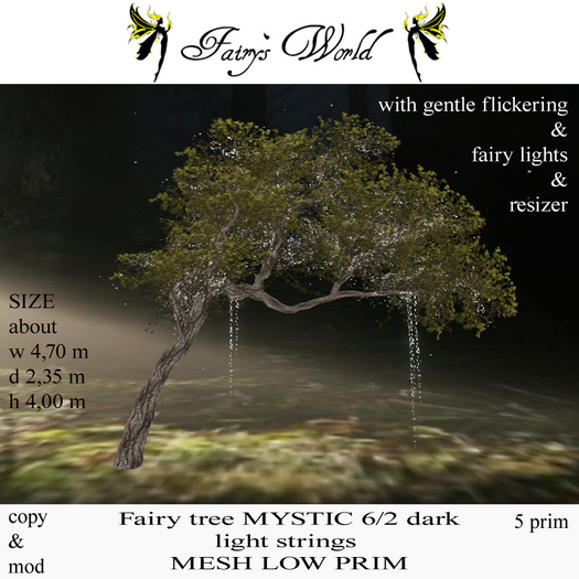 *Fairy`s World* tree MYSTIC 6/2 light strings LOW PRIM MESH