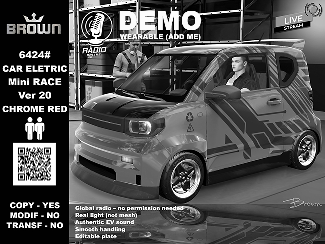 6424# CAR ELETRIC Mini RACE V20 CHROME RED DEMO (ADD ME) carbrown25