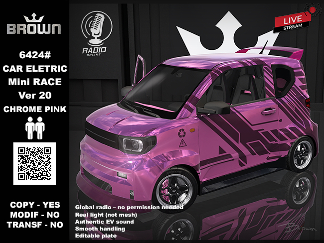 6424# CAR ELETRIC Mini RACE V20 CHROME PINK carbrown25