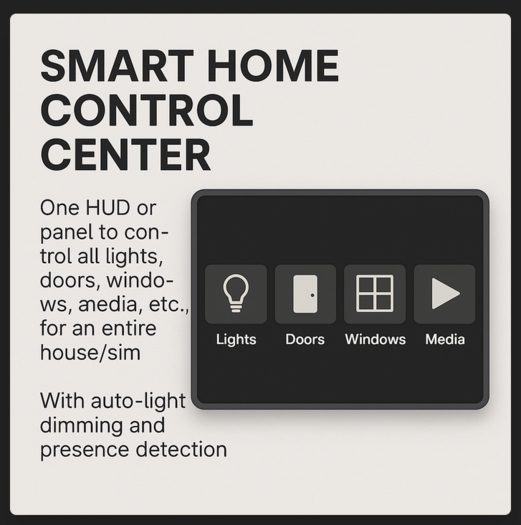 Smart Home Control Center HUD – All-in-One Lights, Doors, Windows & Media Automation (LSL)