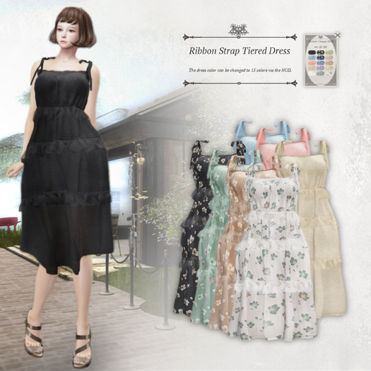 S@BBiA::Ribbon Strap Tiered Dress