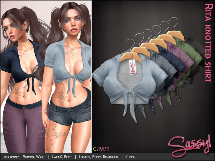 ~Sassy!~ Rita knotted shirt - Denim