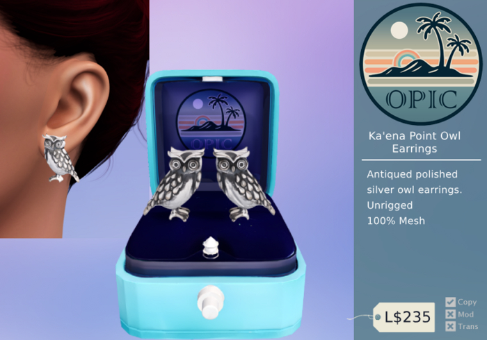 [OPIC] Ka'ena Point Owl Earrings (Box)