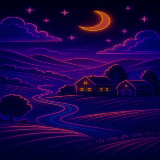 Neon Farm House Poster