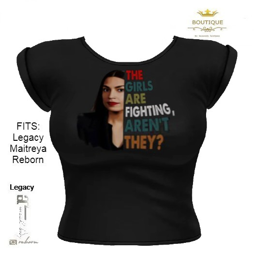AOC - THE GIRLS ARE FIGHTING BLK CUFF TEE - BOXED (ADD)