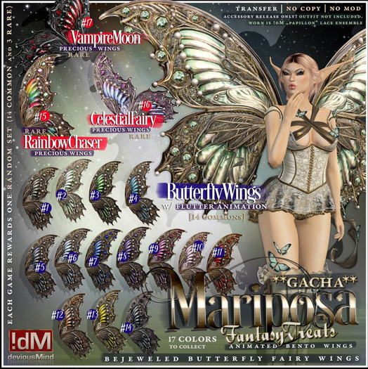 15 RARE - !dM deviousMind "Mariposa" **RAINBOW**