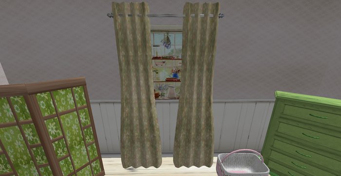 ALMOST FREE! WHIMSY BEIGE FLORAL 1 CURTAINS-DRAPES--SCULPTY--rustic/shabby--MOD COPY &  ONLY 3 PRIMS