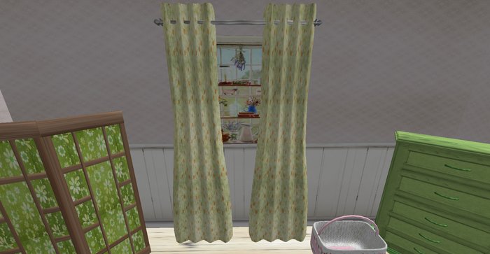 ALMOST FREE! WHIMSY CREAM AND PEACH FLORAL  CURTAINS-DRAPES--SCULPTY--rustic/shabby--MOD COPY &  ONLY 3 PRIMS