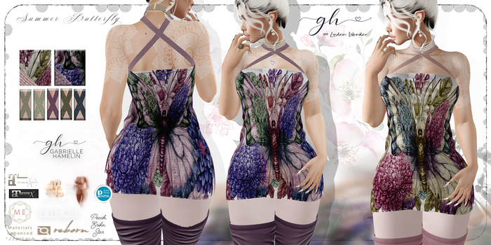 {GH} Summer Butterfly Ruched Dress