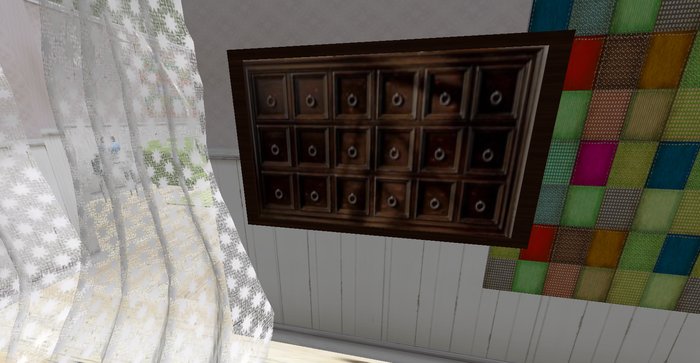 ALMOST FREE! WHIMSY DRK BROWN APOTHECARY CABINET FOR THE WALL--mod/trans only--3 PRIMS-rustic & shabby chic & distressed