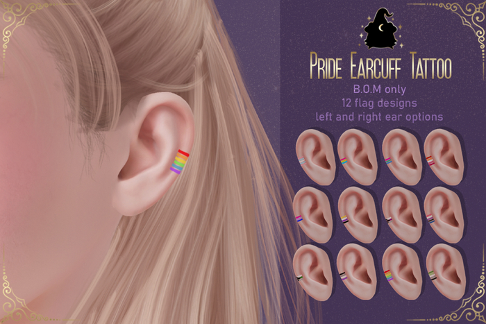 *Kitty Coven* Pride earcuff tattoo