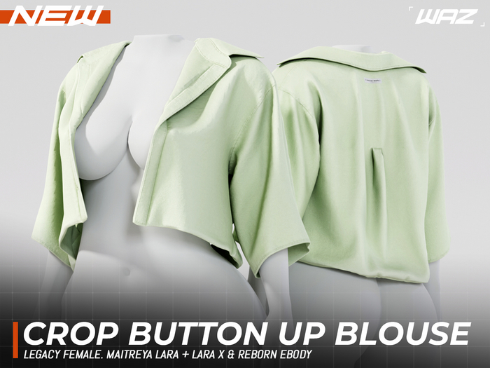 WAZ - Cropped Button-up Blouse (Sage)